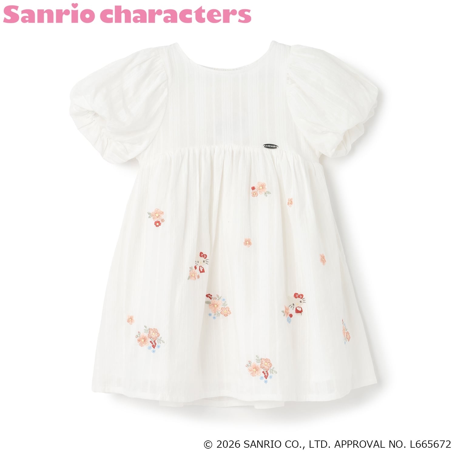 🇯🇵預訂 日本直送🇯🇵Petit Main x Sanrio系列兩色人物花卉刺繡泡泡袖連身裙