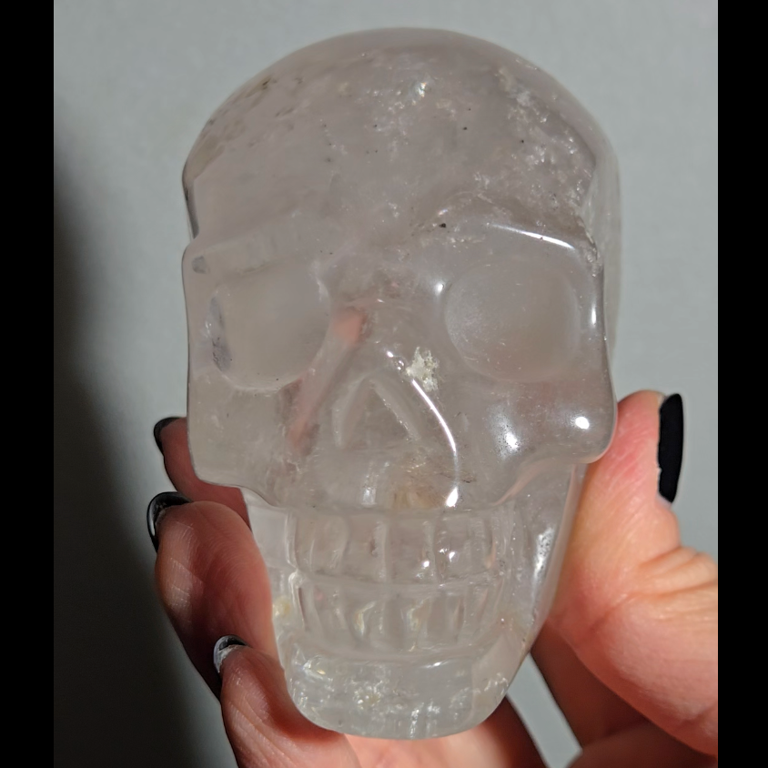 Clear quartz skull with rainbows - CQ49