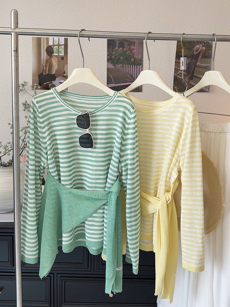 3色選擇$110件,✨薄款條紋針織＋披肩兩件套｜韓系清新款