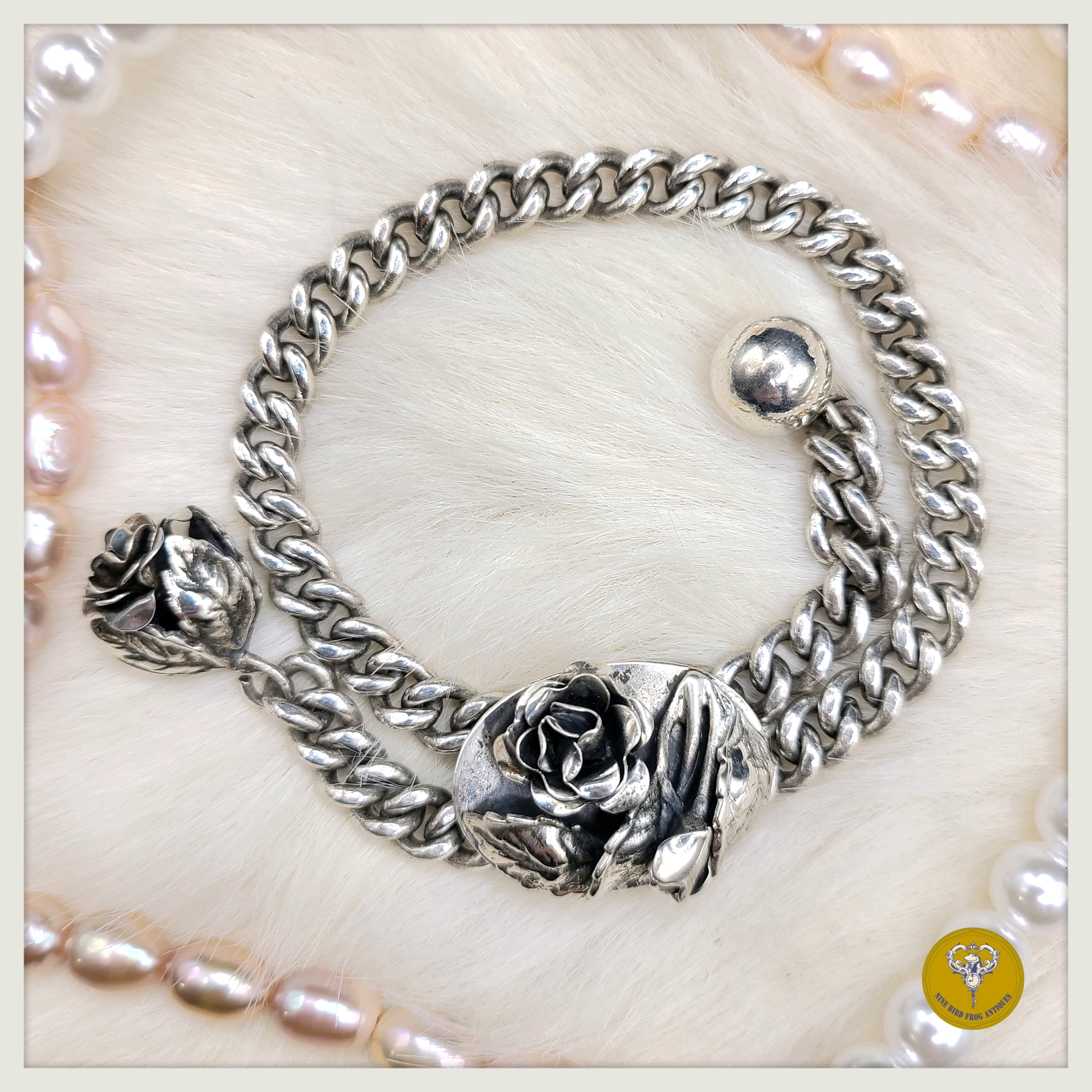 Danecraft 立體玫瑰純銀手鍊