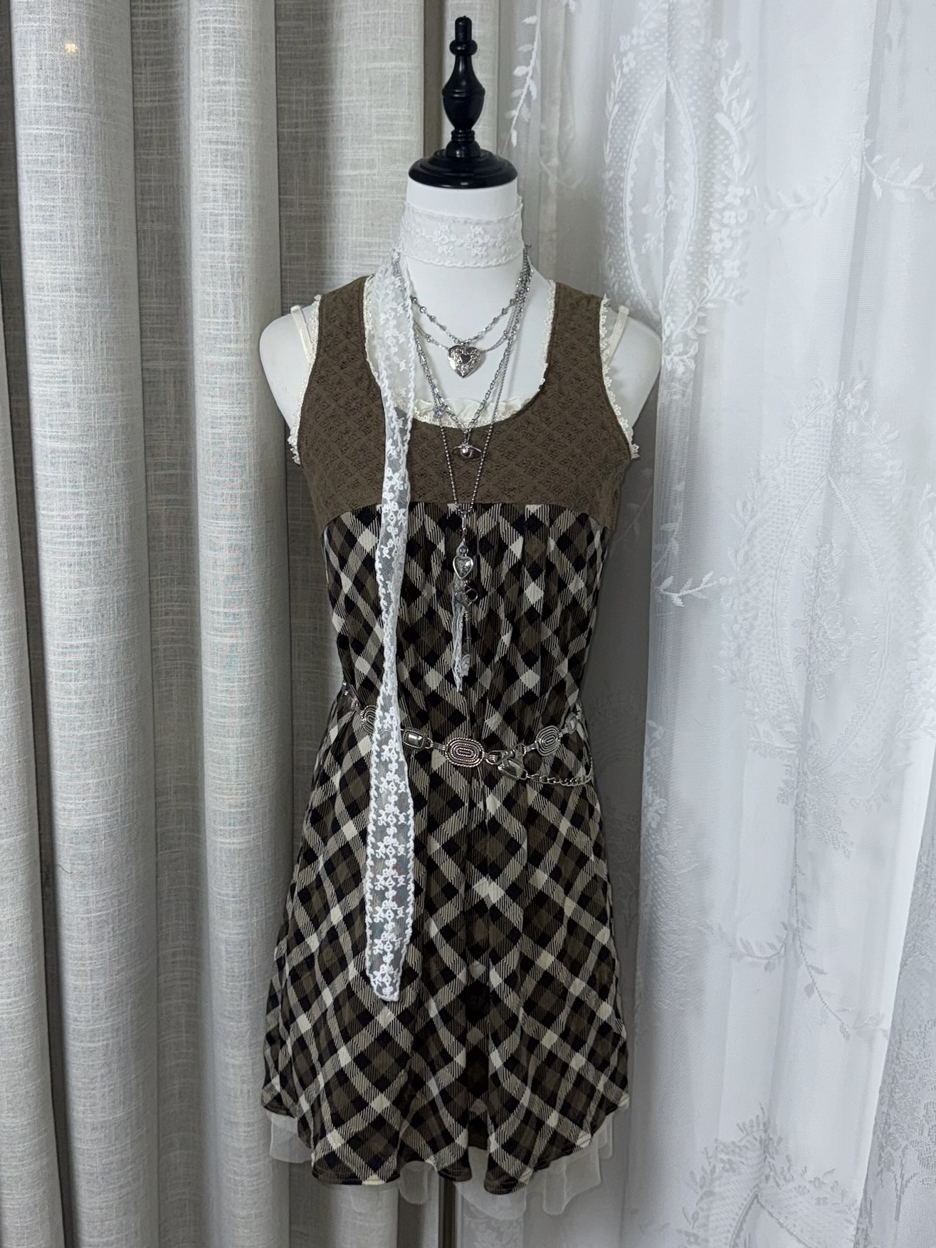 Mori Kei Chocolate Sleeveless Dress