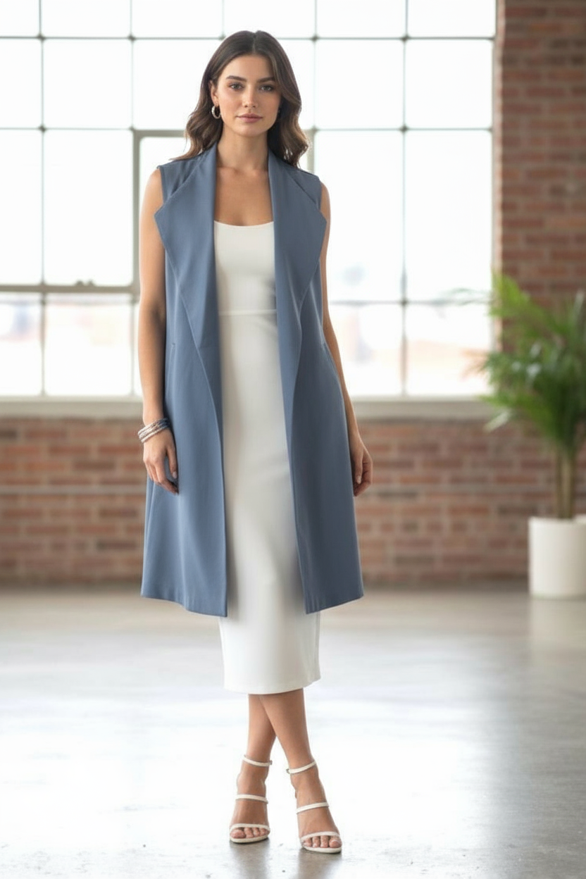 Oversized Lapel Long Vest