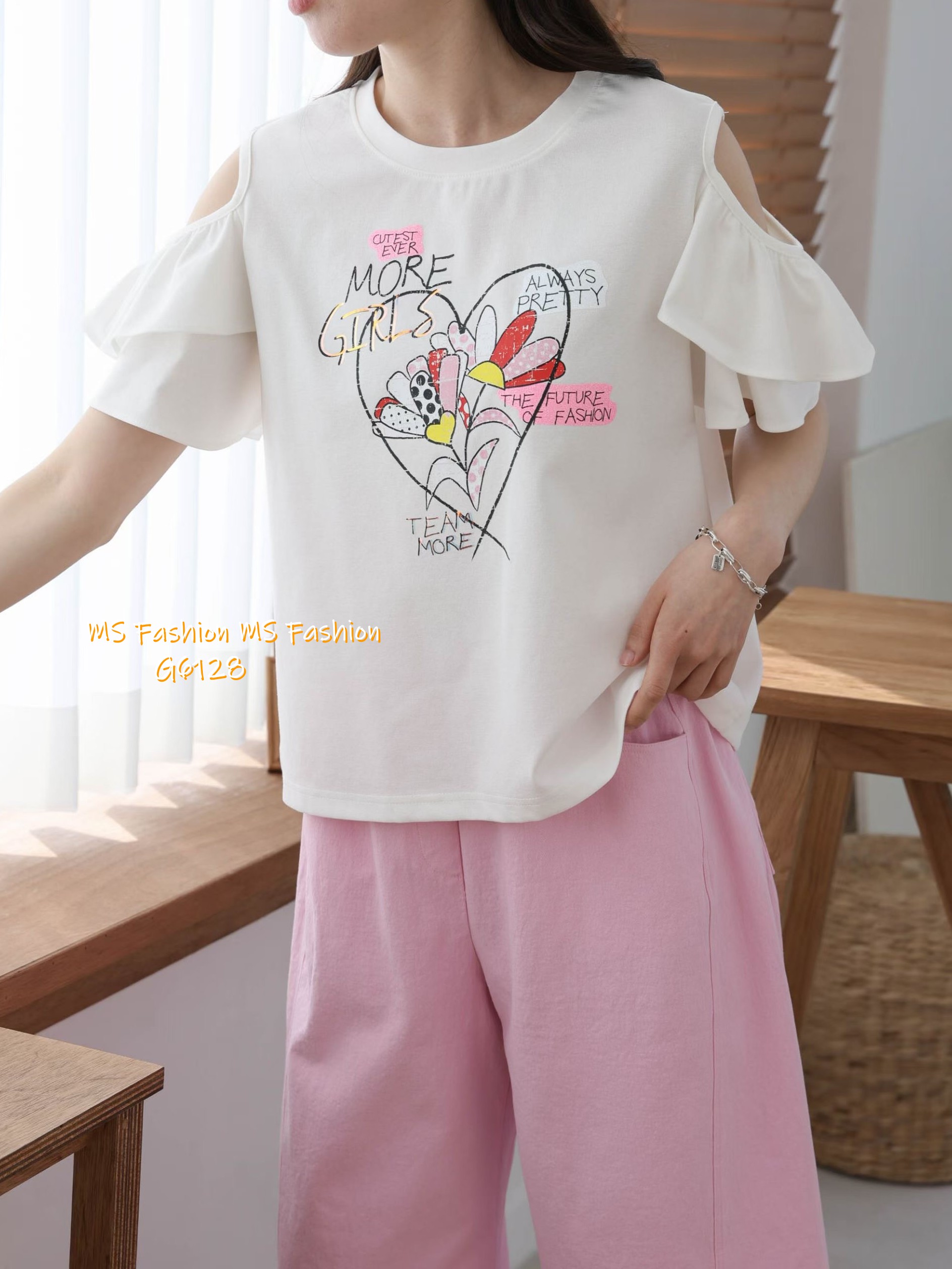 G6128 韓國🇰🇷靚print露肩top