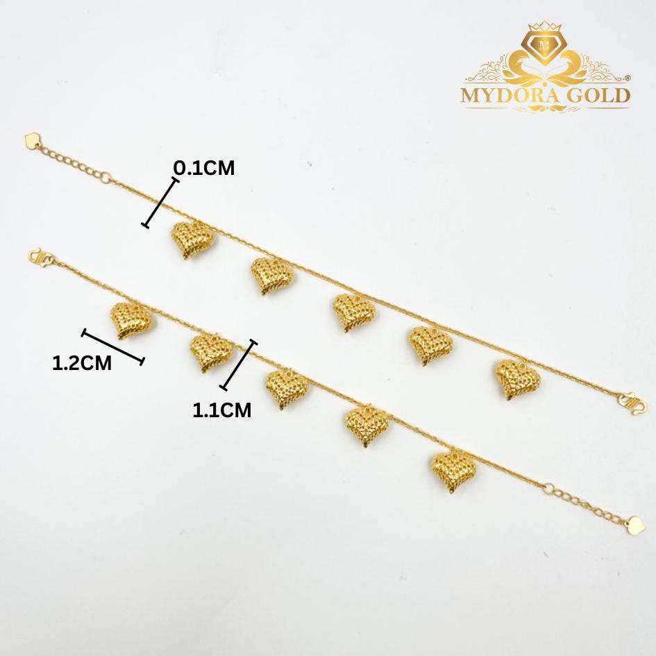 MYDORA Rantai Tangan Sauh + 5 Love Anyaman l EMAS 916/22K