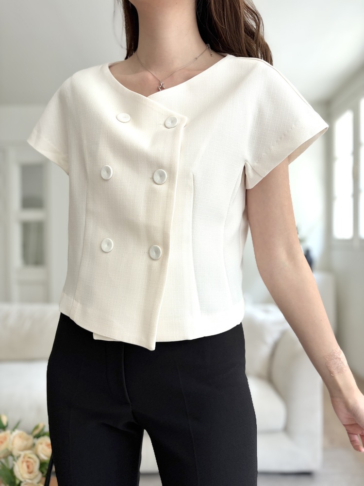 Chloe Double-Breasted Blouse (Ivory)