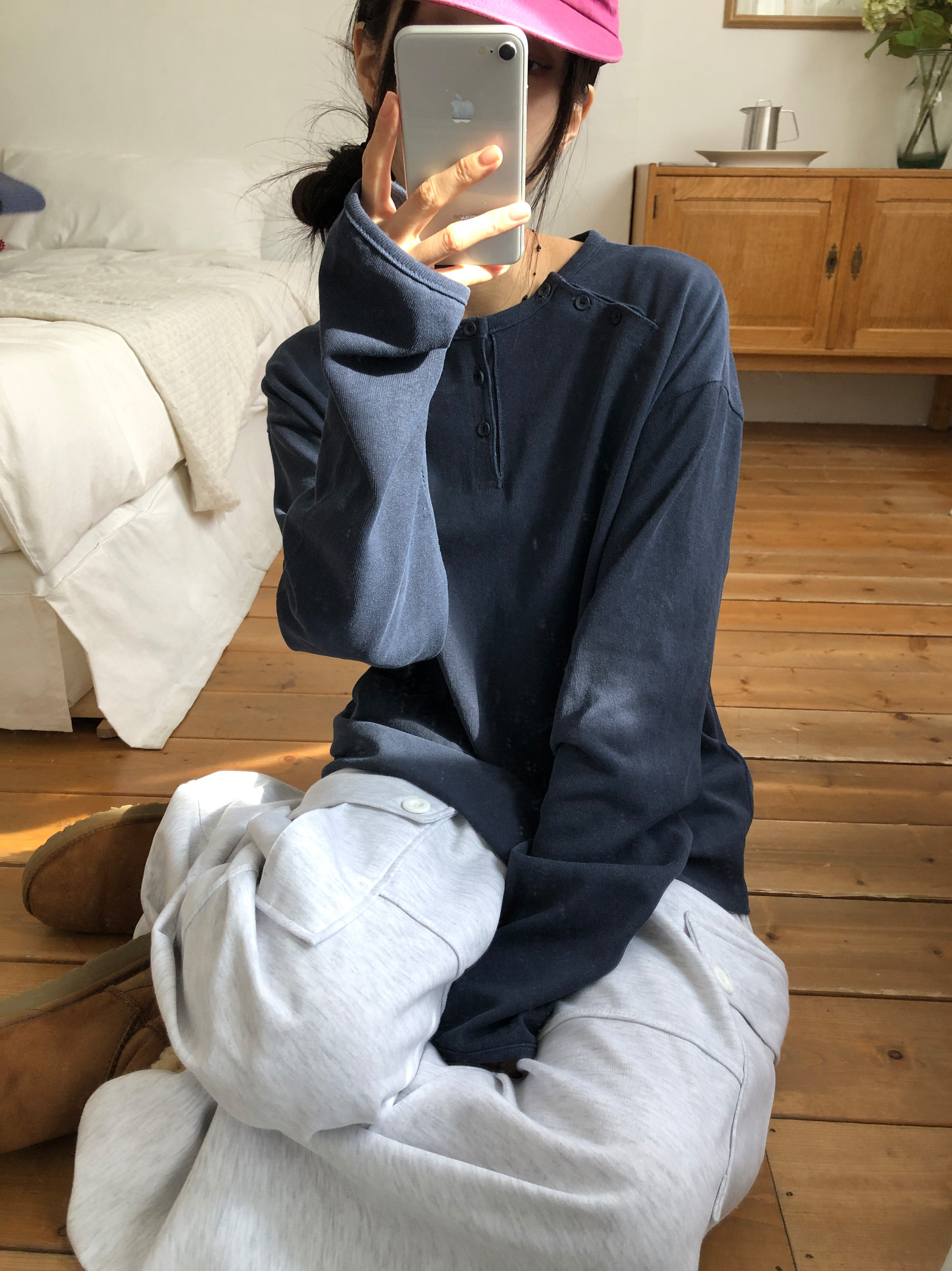 Asymmetric Button Long Sleeve