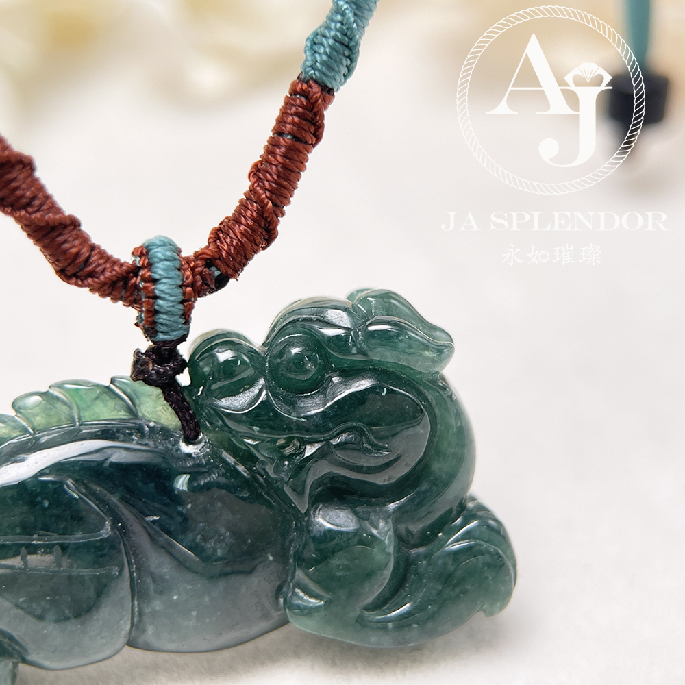 JN-540 天然翡翠A 冰糯老藍水貔貅挂件