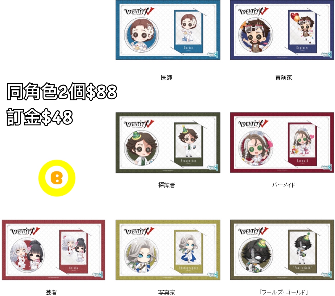 Preorder預訂6/2026年第五人格Birthday&Characterday 2026襟章卡ser