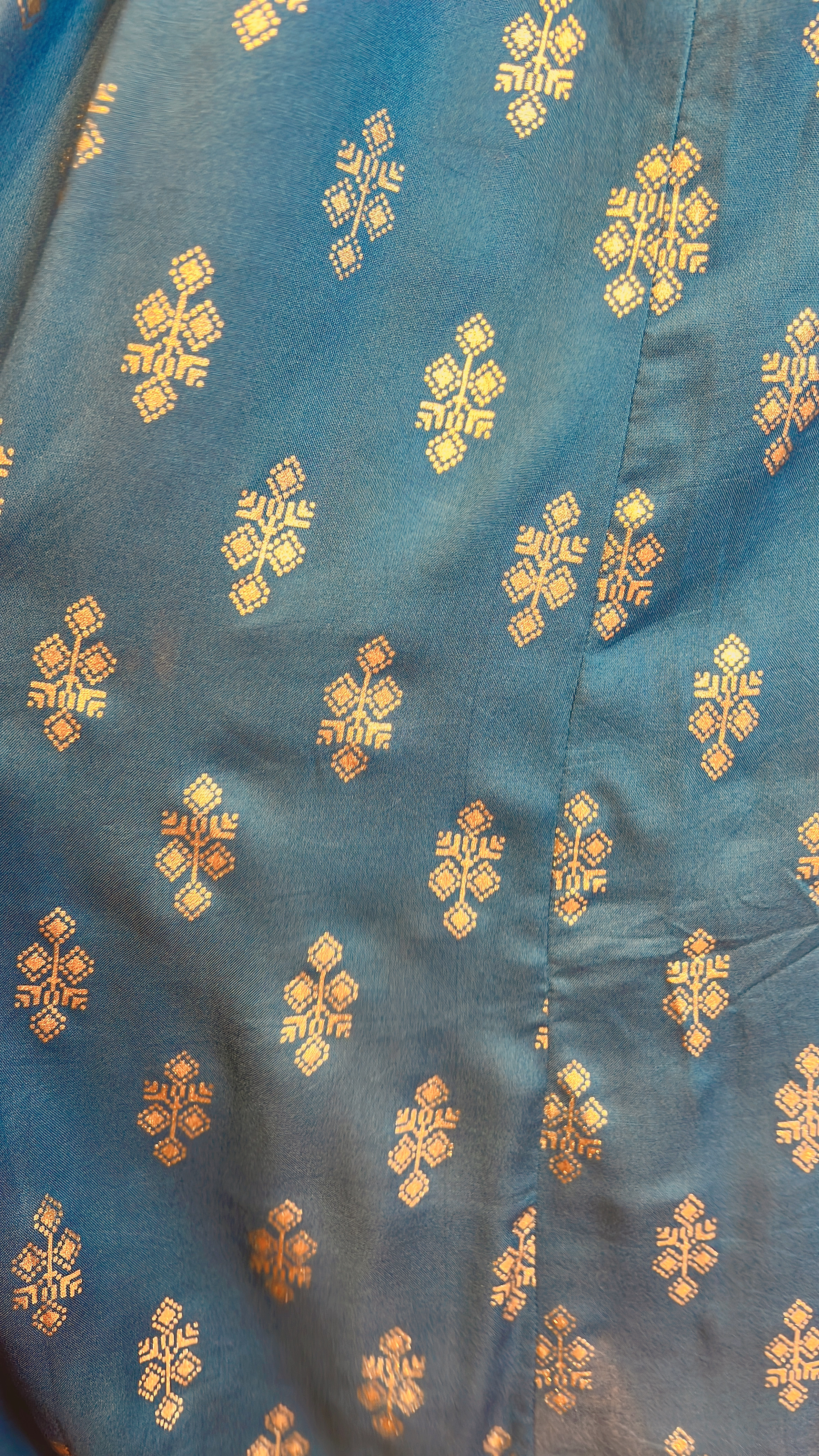 2034 Royal Blue SIlky V-Neck OP 45.5"