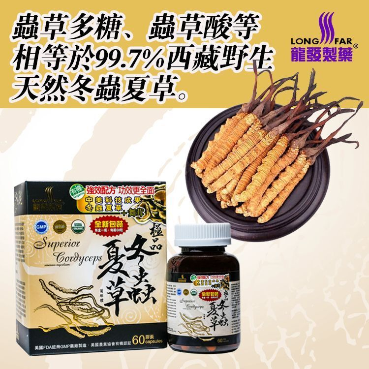 龍發制藥-極品冬蟲夏草 60 粒裝 捱夜疲勞人士必備