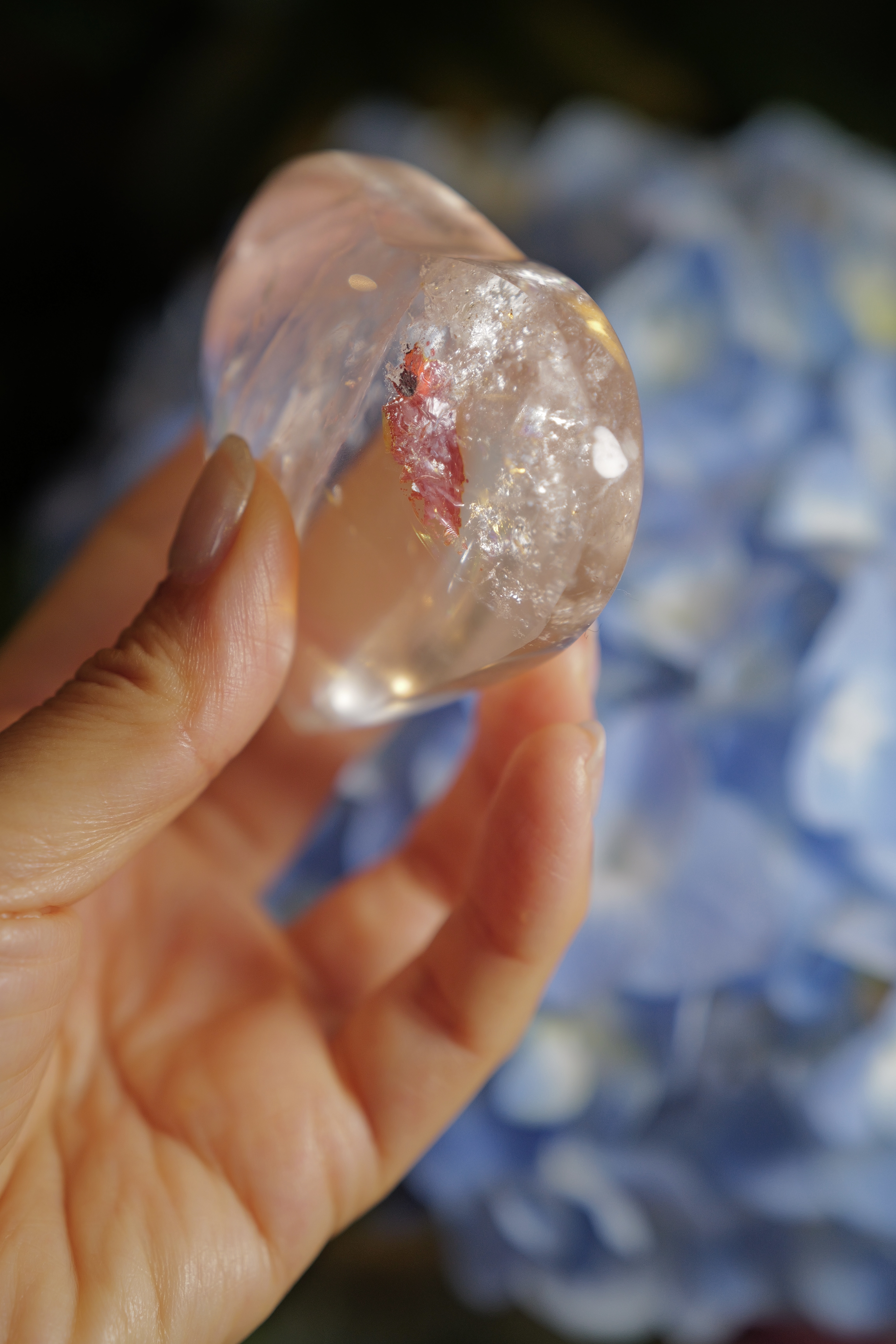  ༒7.5cm 白水晶紅膠花共生愛心擺設༒ HE.1881CAA-RA30*3SA-