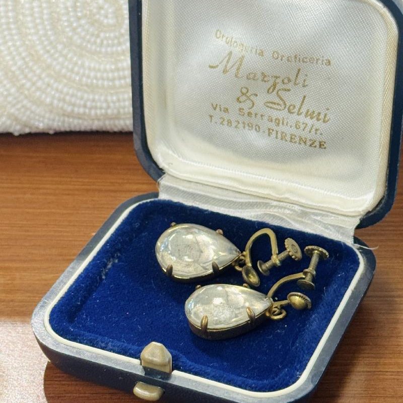 Vintage European C.a. 1950s Water Drop Screwback Dangle Earrings
