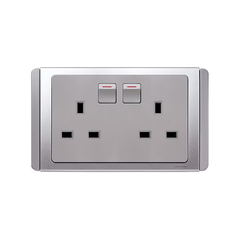 施耐德 NEO 銀灰 13A孖蘇有掣 插座