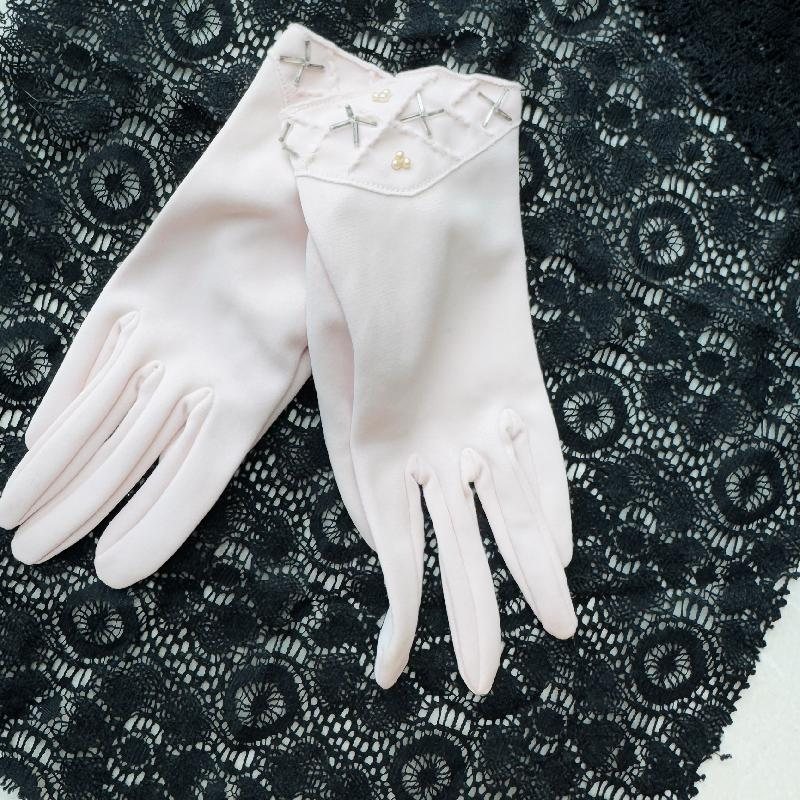 Preview- Light Pink 1950-60s Beaded Short Gloves- Size XS (MT2165)