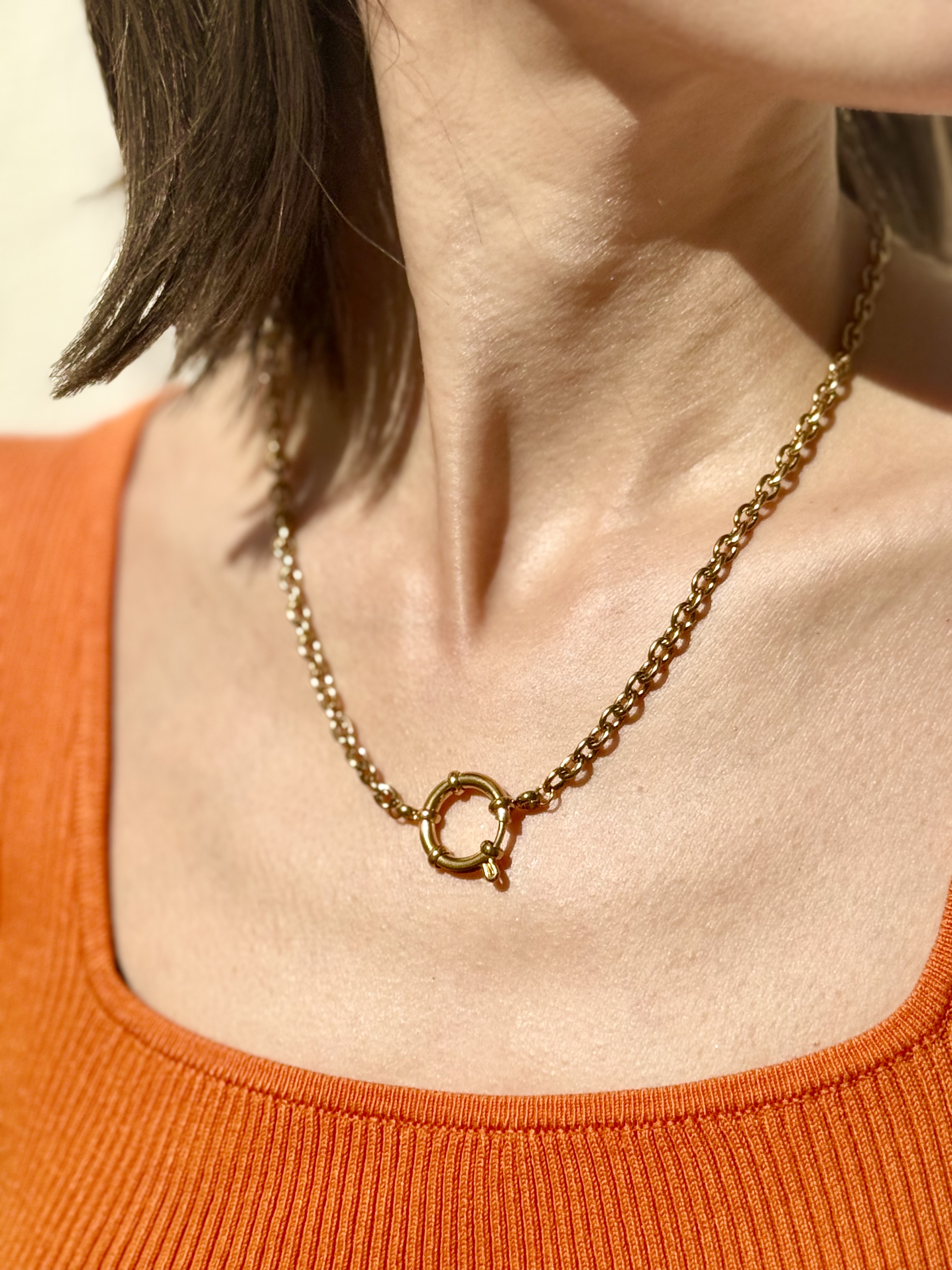 Gold anchor stainless necklace
