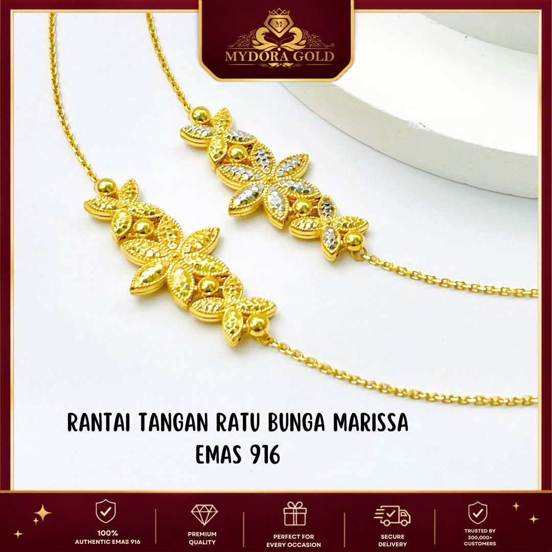 MYDORA Rantai Tangan Ratu Bunga Marissa l EMAS 916/22K