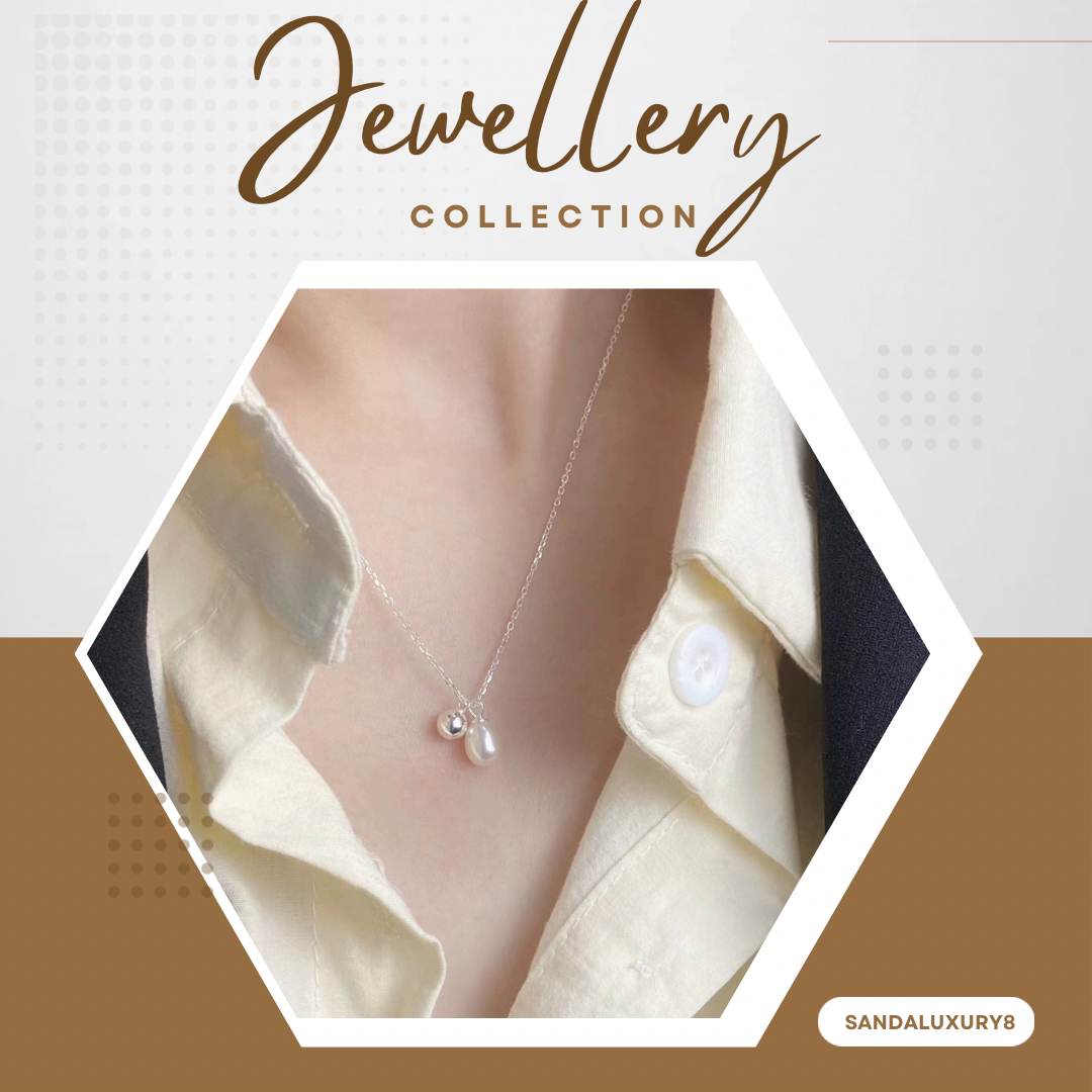 Simple Pearl and Ball Necklace  S925 Sterling Silver  Delicate Minimalist Jewelry  Gift for Women  SANDALUXURY8