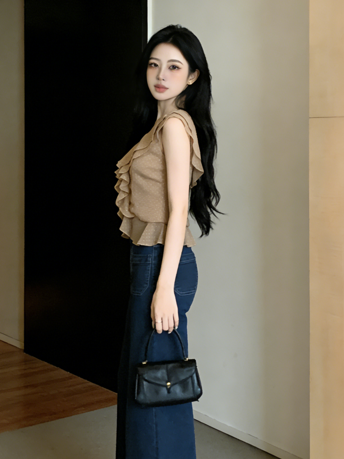 Roselle Ruffle Chiffon Top M161