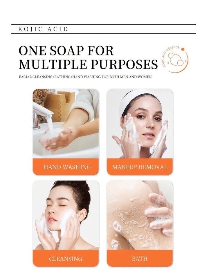 Kojic 酸皂 適用於色素沉澱 - 含穀胱甘肽、膠原蛋白和維他命 C - 天然皂液含薑黃 - 原始日本複合物,適用於黑斑修正 -100g
