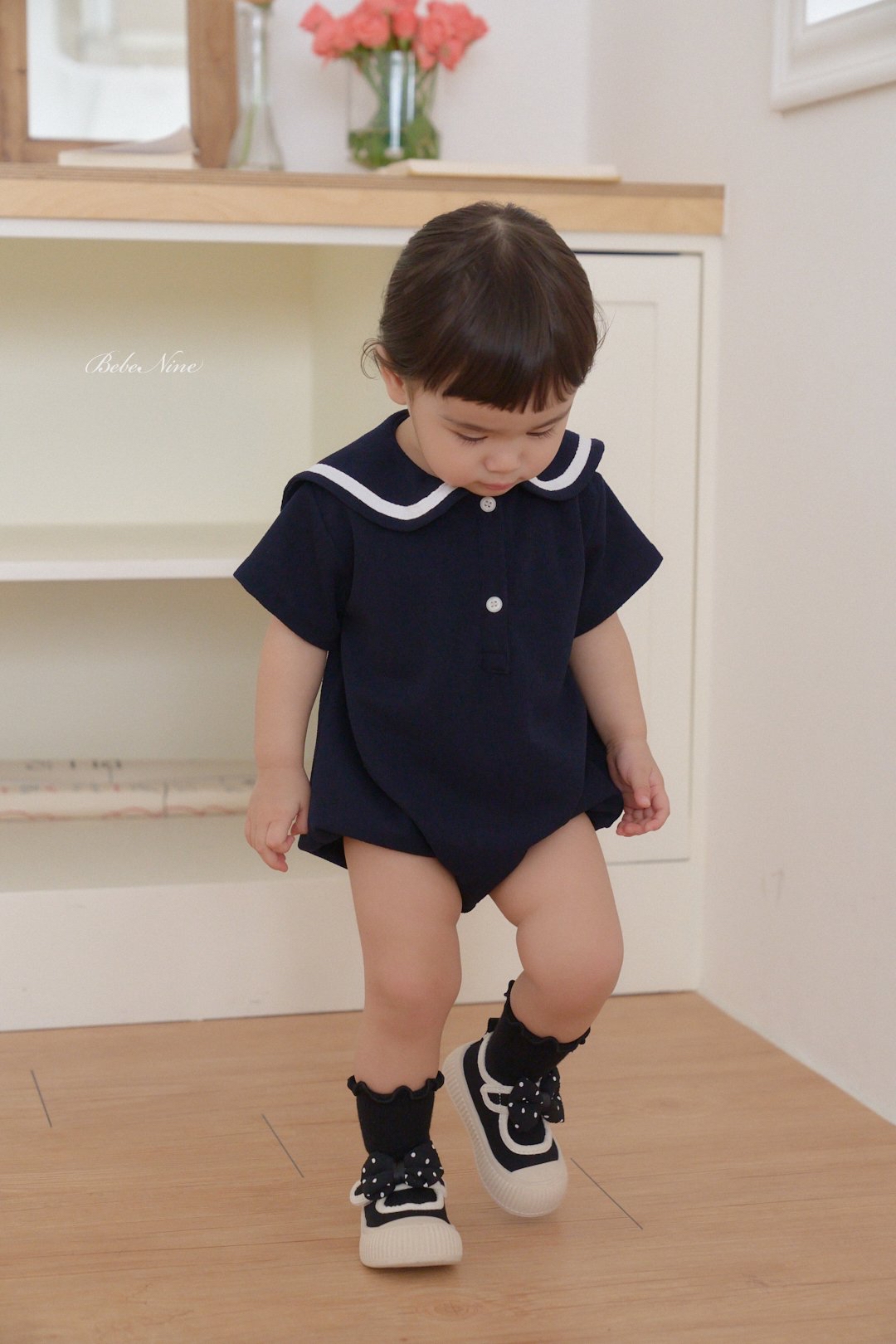 ☀️預訂 韓國直送☀️🇰🇷Bebenine兩色海洋風水手領短袖包屁衣