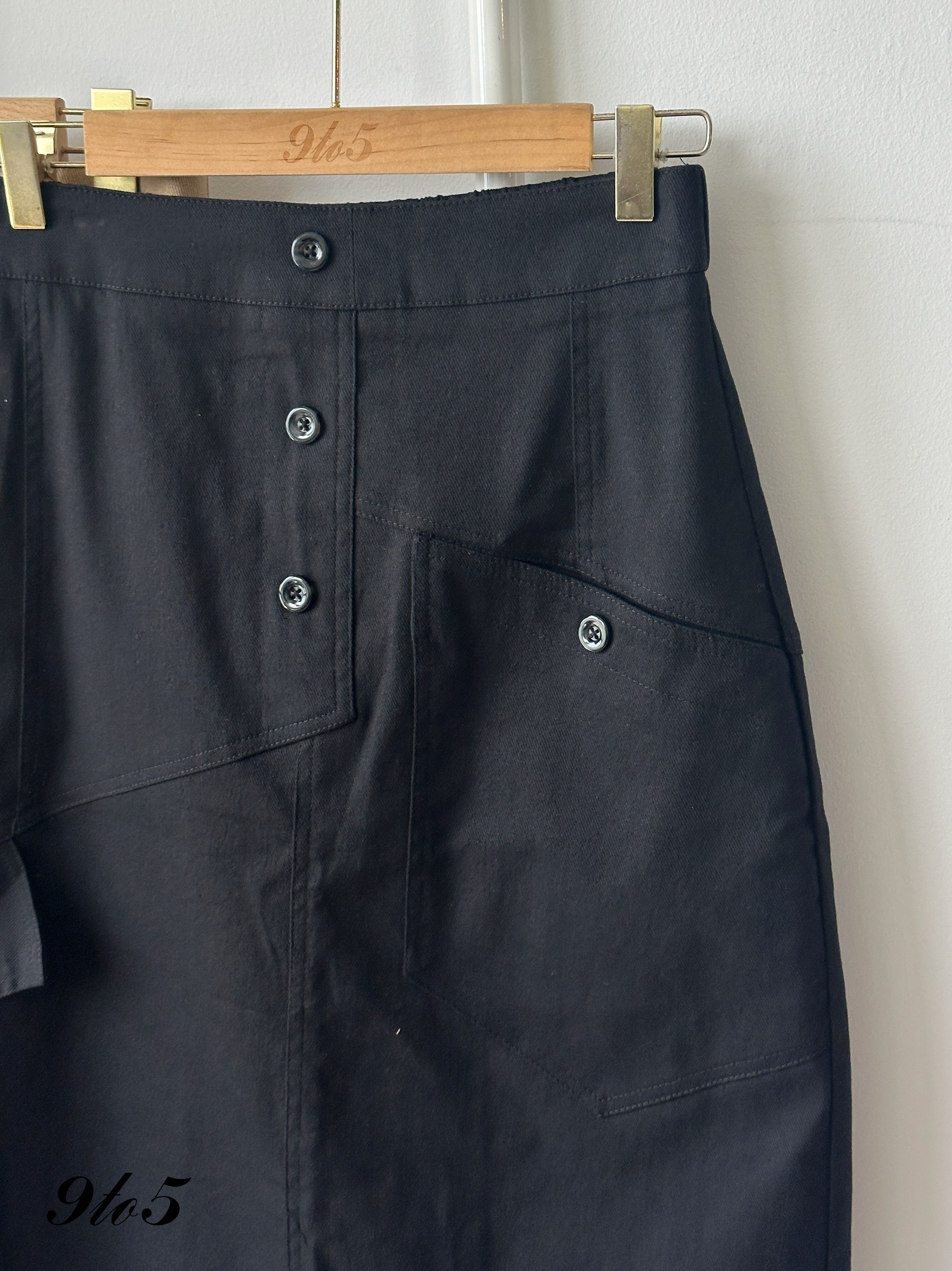S1933 A Line Long Skirt - Black & Khaki