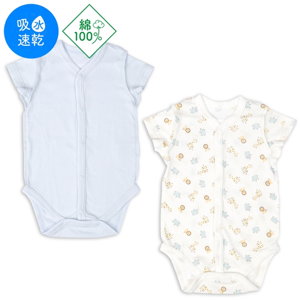 🇯🇵預訂 日本直送🇯🇵動物印花純棉前開式短袖包屁衣兩件套