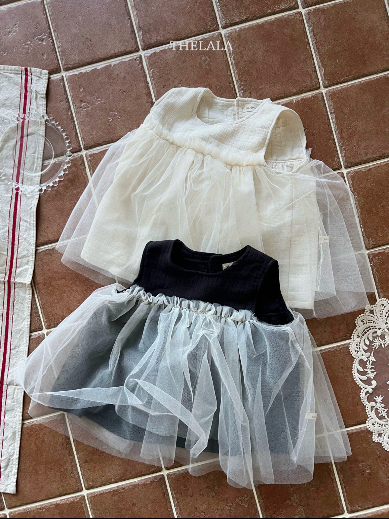 🌸預訂 韓國直送🌸🇰🇷THELALA兩色優雅薄紗背心連身裙