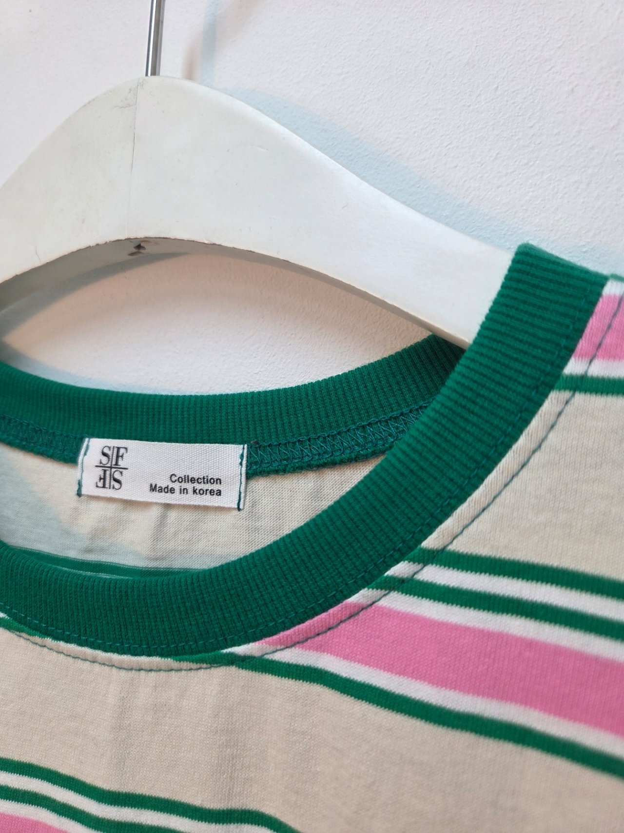 🇰🇷K5580 棉料彩間X刺繡字tee