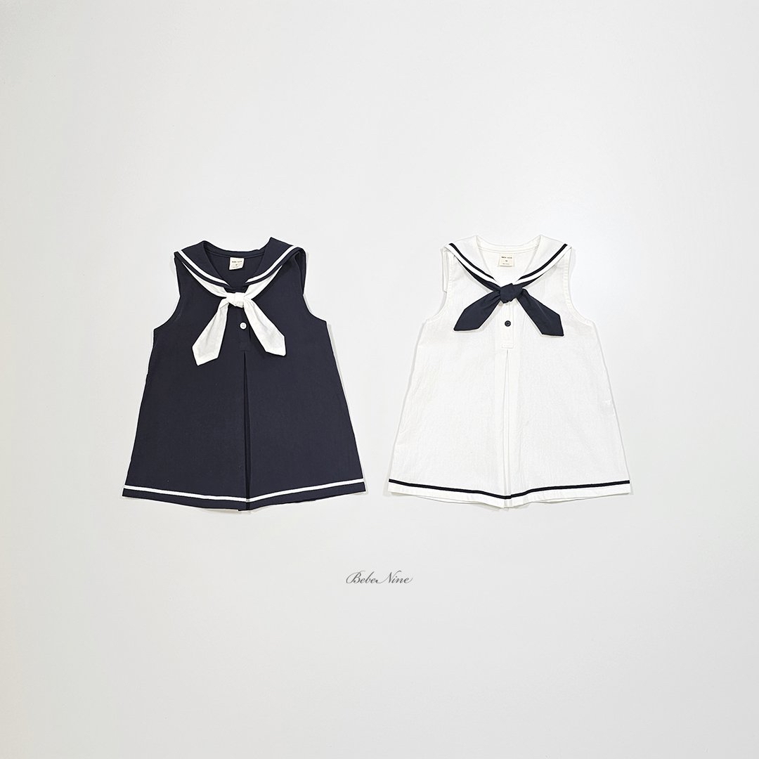 ☀️預訂 韓國直送☀️🇰🇷Bebenine兩色海洋風水手領巾背心連身裙