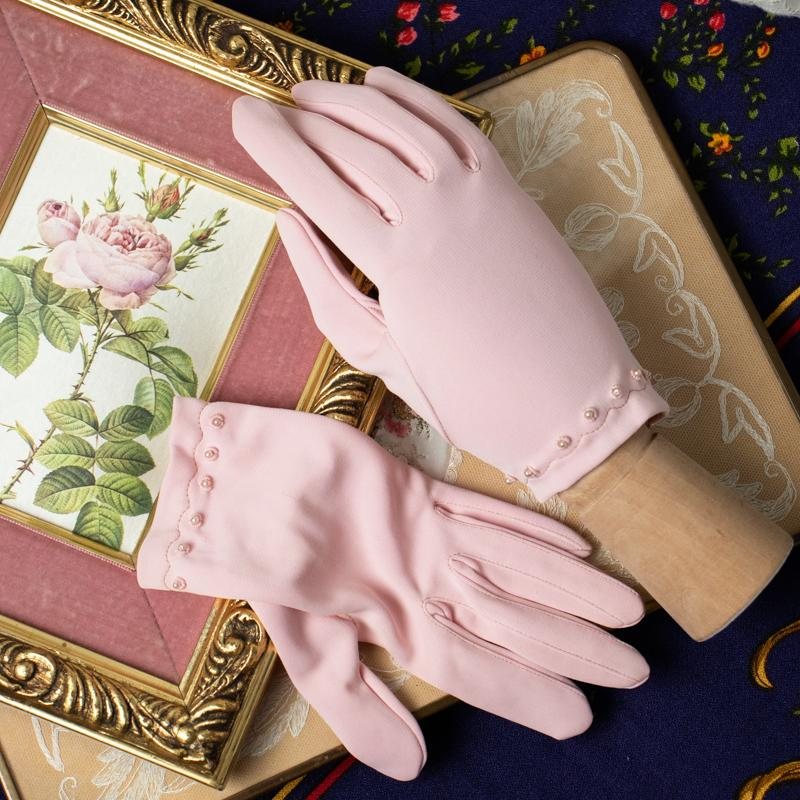 New Old Stock -1960s Made in Japan Pearl-Studded MOD Gloves(Yellow/Lavender/Pink)(MT331)