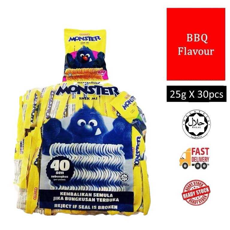 30pcs x 25g Mamee Monster Snek Mi [BBQ / Ayam / Pedas]