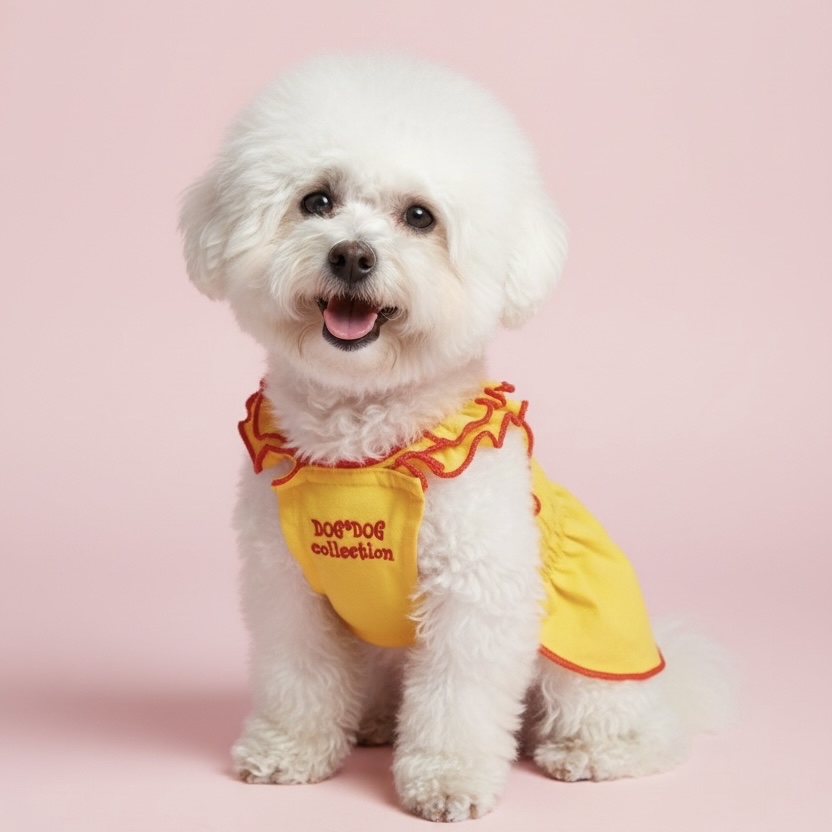 S491Y 縮褶吊帶裙-黃色  Retro Dress - Yellow