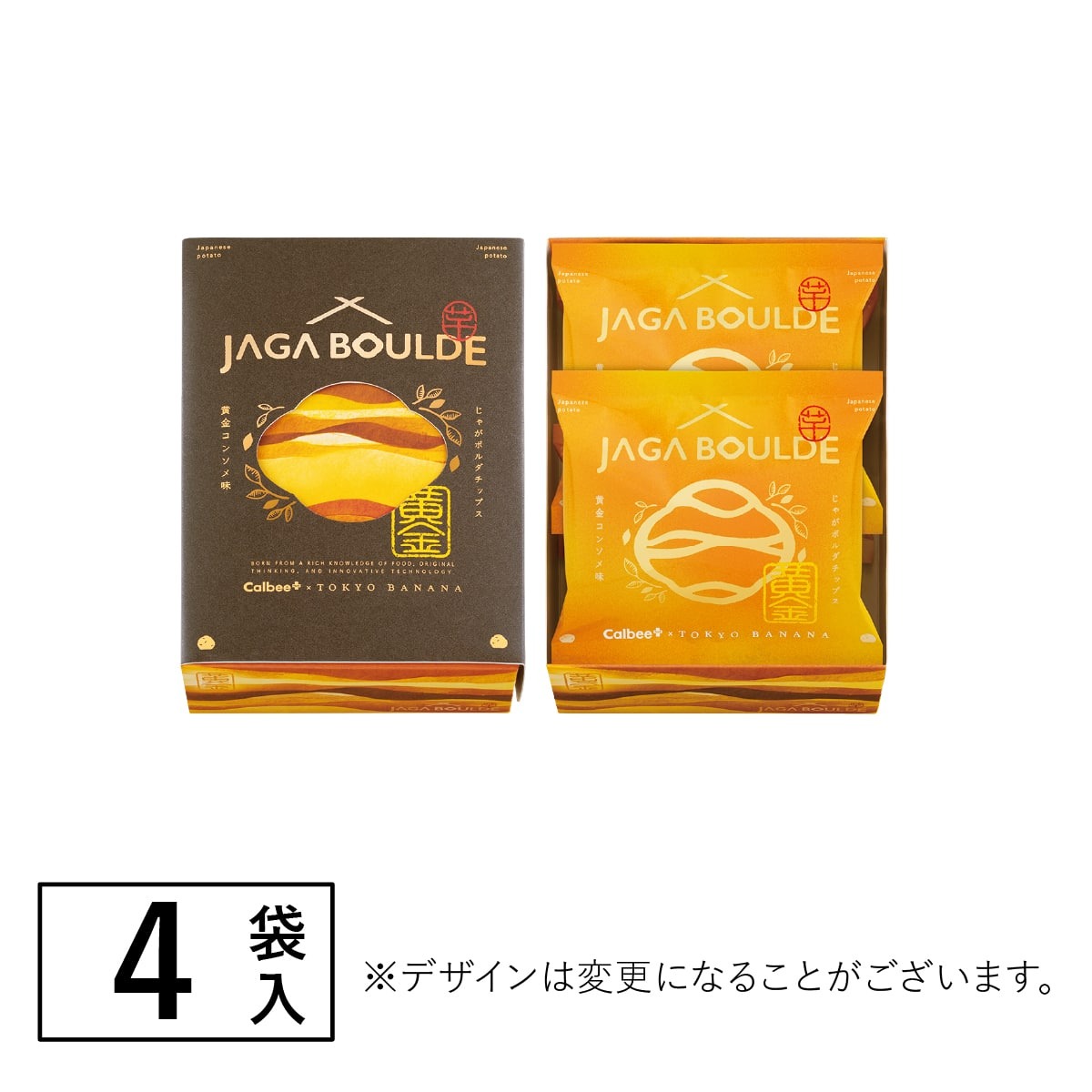 [訂購] [日本製] Calbee+ × 東京ばな奈 厚切薯片 ｜  濃郁黃金清湯風味 ｜ 4袋入 ｜ 賞味期限：20-30日 {TF2605039}