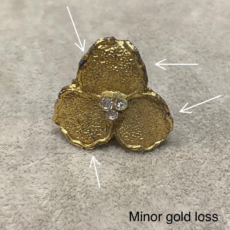 Vintage Three Petals Golden Flower Head Clip Earrings from Canada (MT1287)