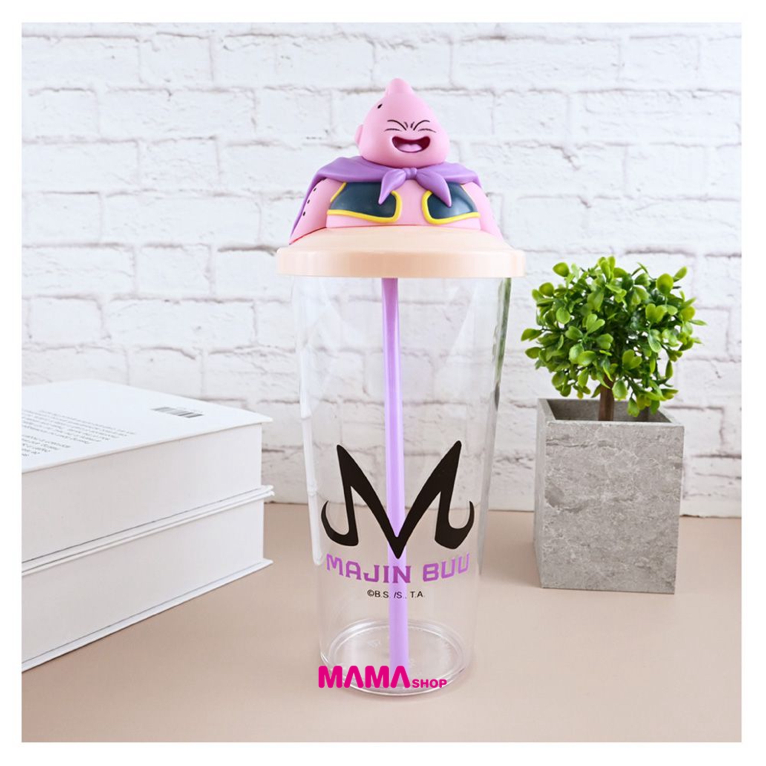 台灣直送龍珠Z  魔人布歐造型杯蓋冷水杯