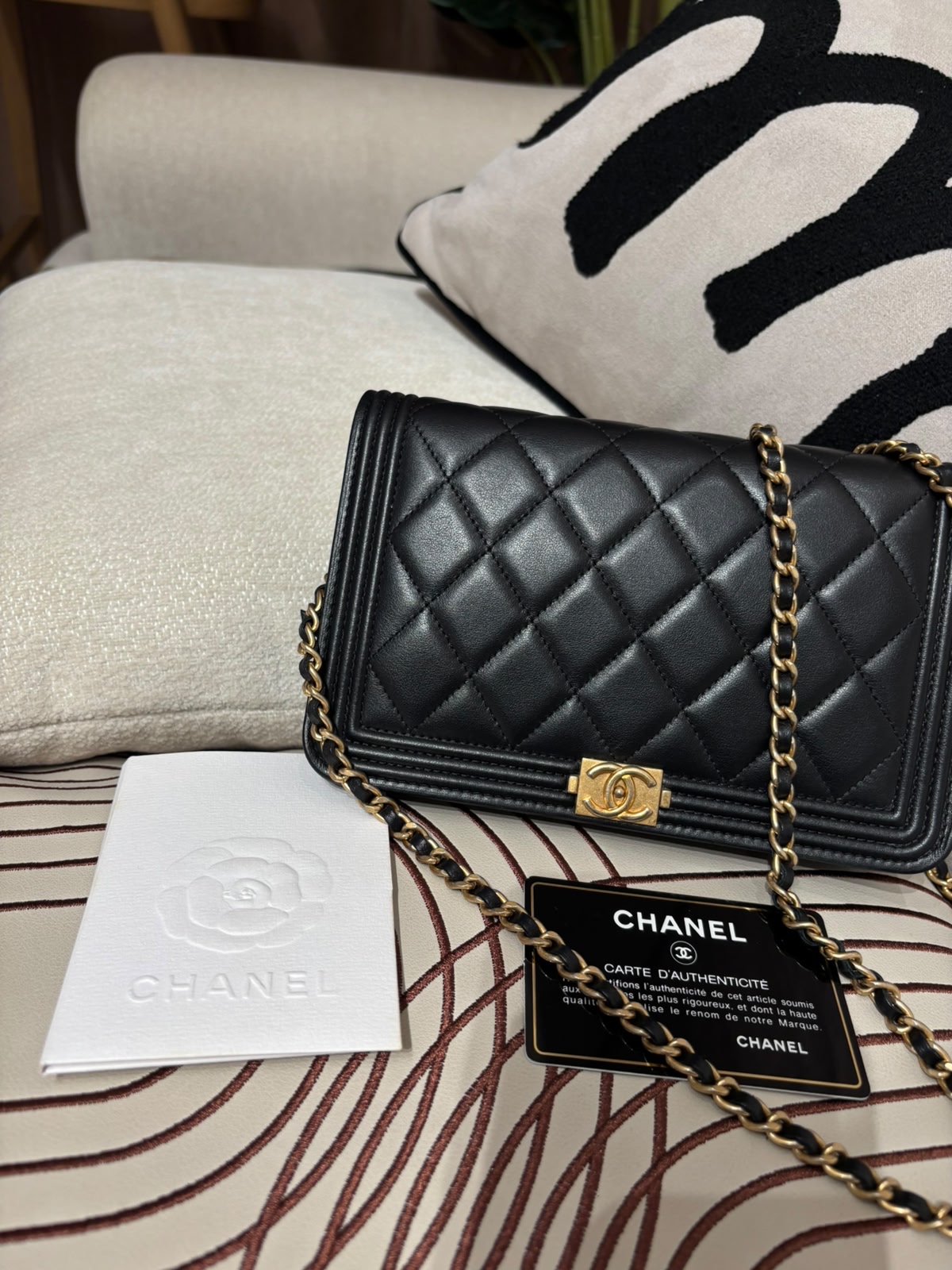 Chanel Boy Wallet On Chain woc 黑金100%Authentic, 92%New ✅26Card✅Dust bag