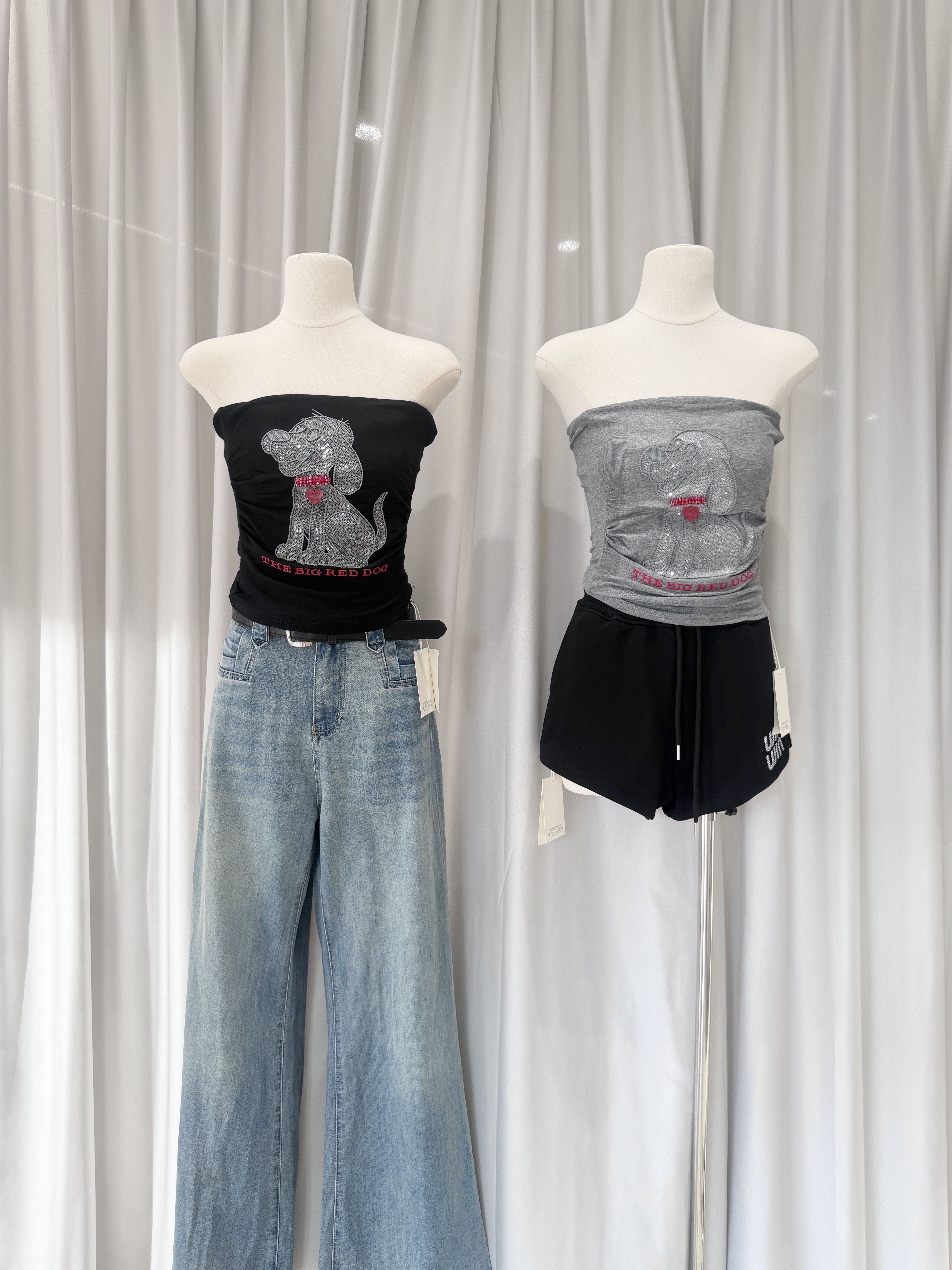 6591 辣妹风珠片绣狗狗抹胸