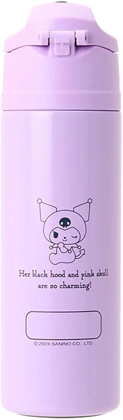 現貨🌸日本直送 |Sanrio Kuromi雙層真空不鏽鋼水瓶帶蓋（附軟墊保護套）470ml 