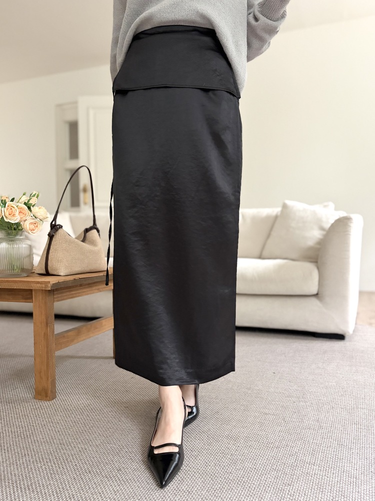 Layering Satin Skirt (Black)