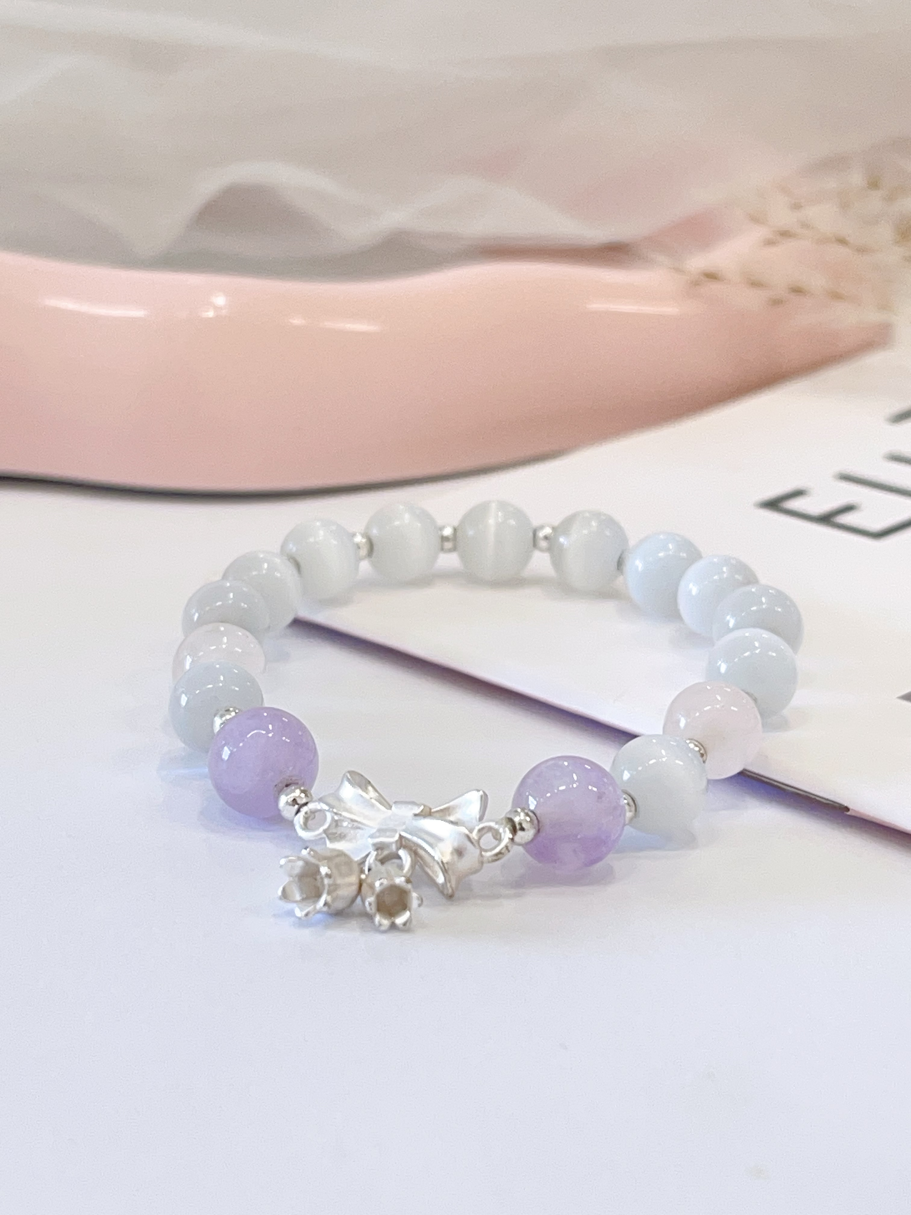 🌸 猫眼石 × 粉水晶 × 紫水晶手串 Cat’s Eye Stone, Rose Quartz & Amethyst