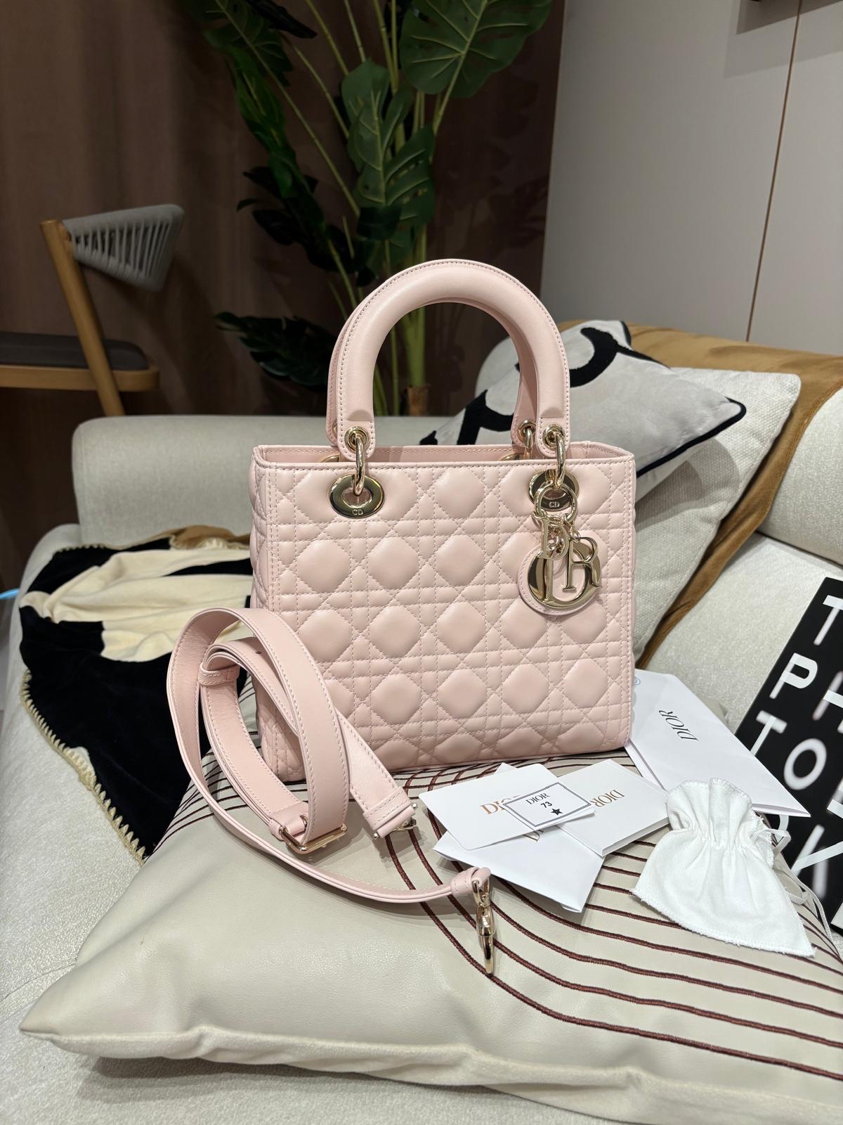 全新Dior Lady Dior Pink Medium 100%Authentic, 全新✅收據✅證書 ✅dust bag✅Box
