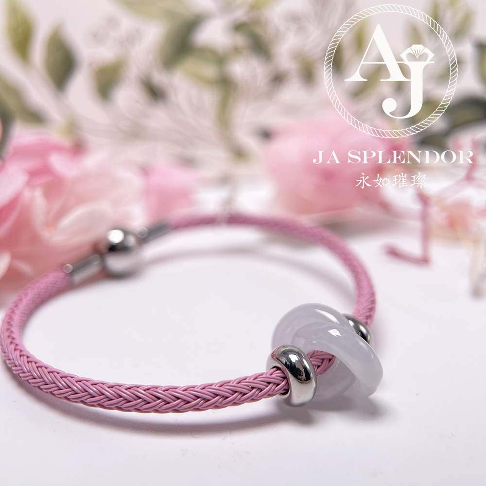 JN-2245 天然翡翠A玉 【愛永恆】環環相扣不鋼防水、防敏手鐲