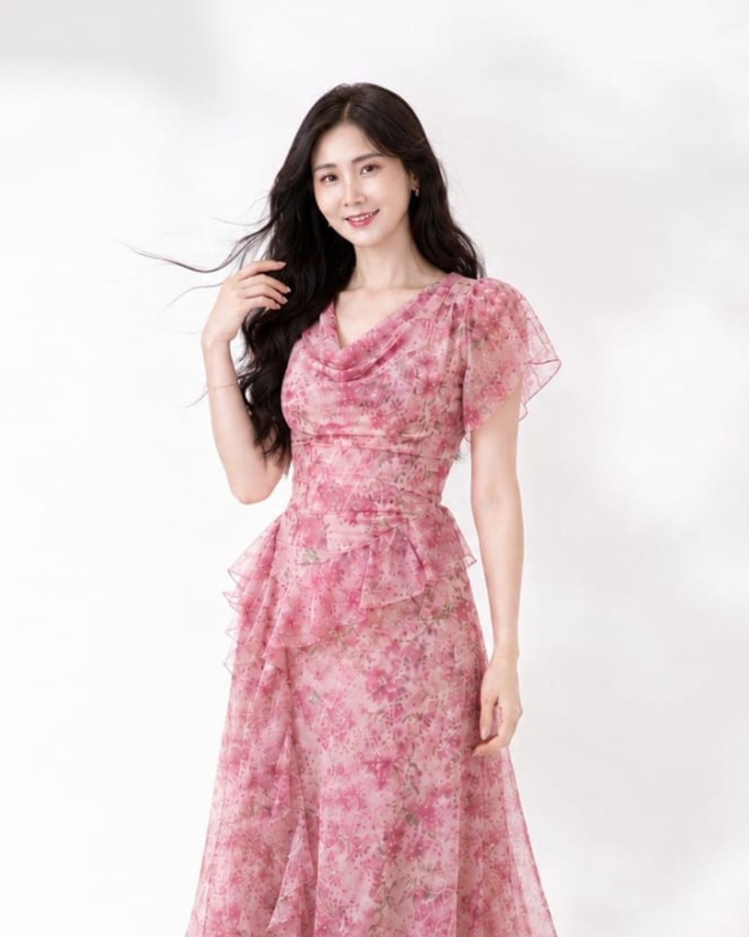 5134 Rosalie Chiffon Daisy Ruffle Maxi Dress