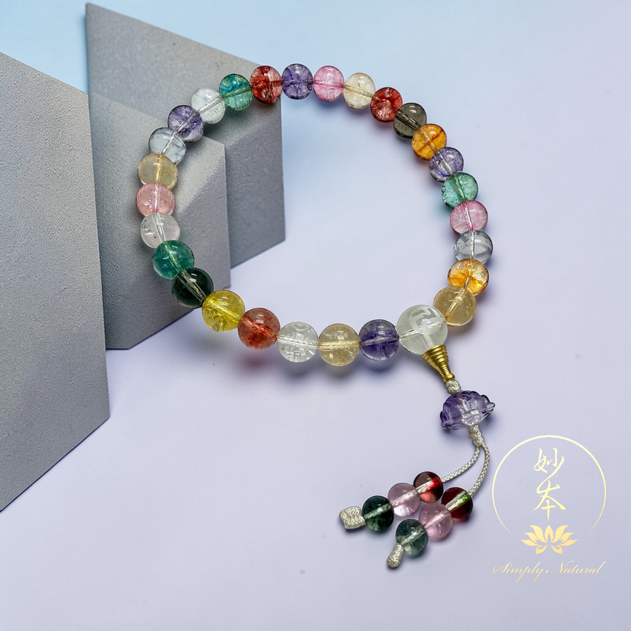 12mm 27部經典/咒集中一持珠（實繩+蓮花）