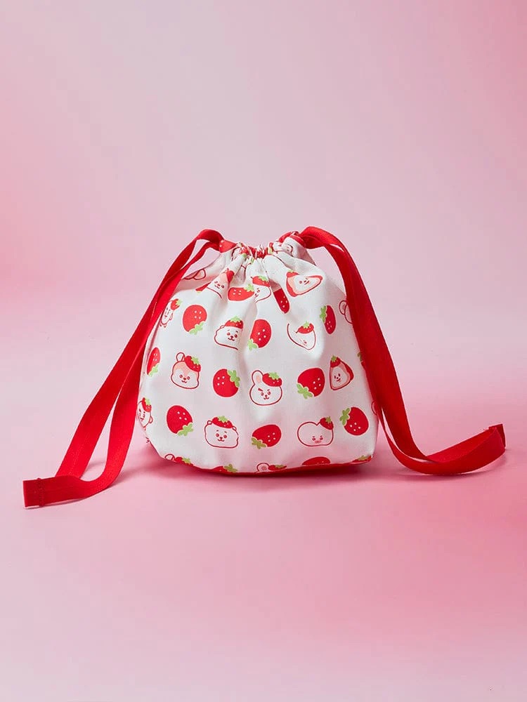 📦訂購 韓國代購 Line Friends BT21 STRING POUCH (STRAWBERRY PARTY) 索繩收納袋