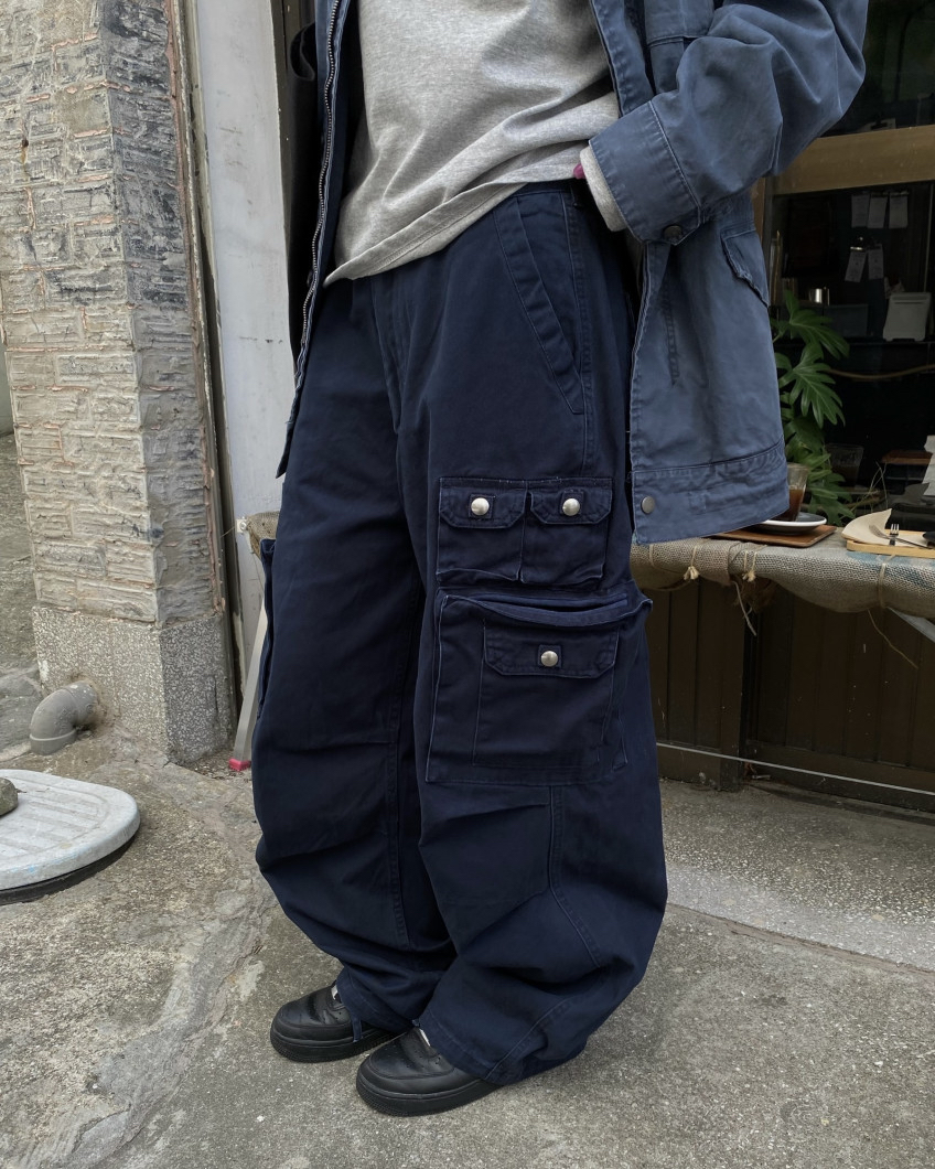 Cotton Wide-Leg Cargo Pants(Unisex)