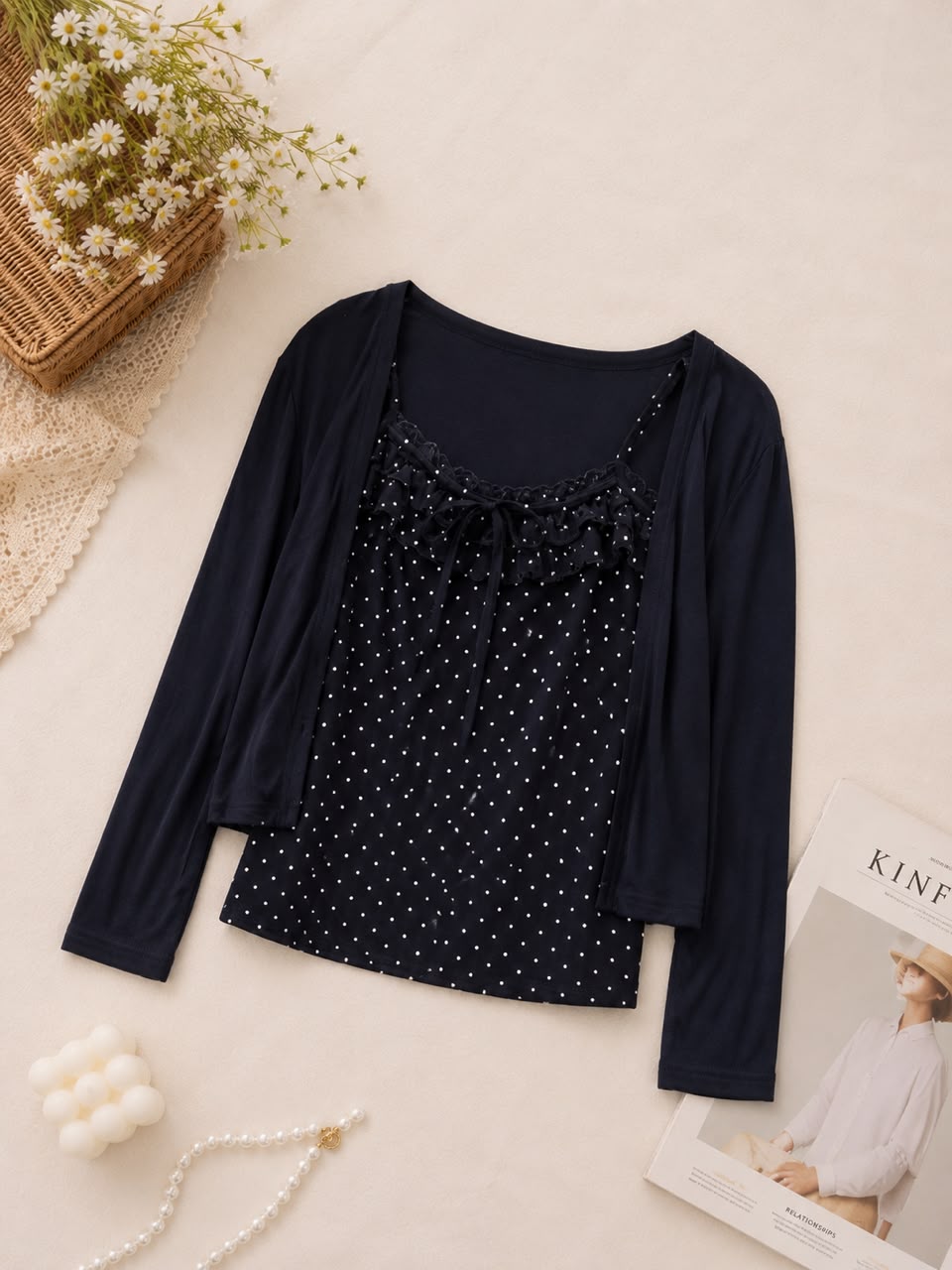 A190041 Knit Cardigan Two Piece Set