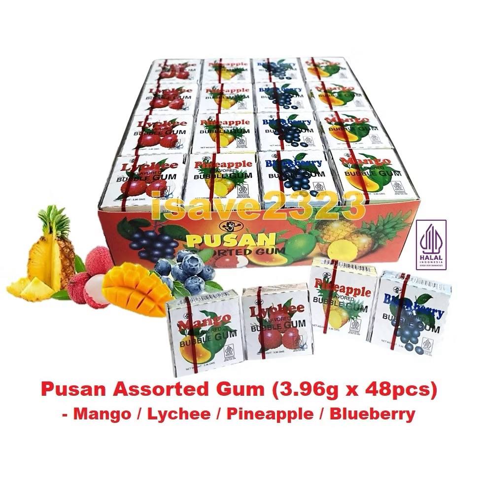 Pusan Assorted Fruit Bubble gum chewing gum 48pcs