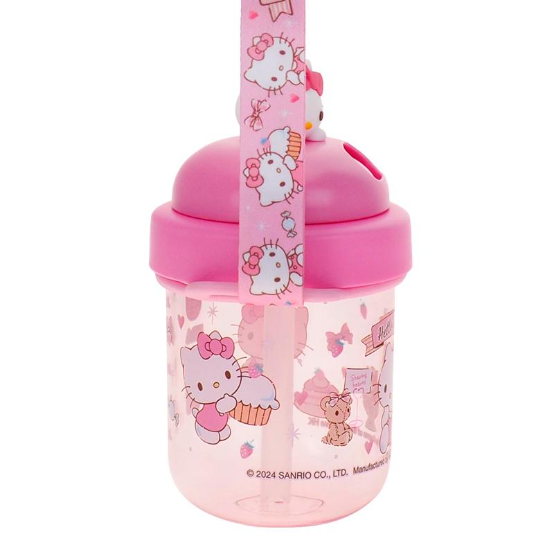 Hello Kitty 330ml BPA & BPS Free Water Bottle with Straw Lid & Neck Strap 膠水樽連飲管及頸繩