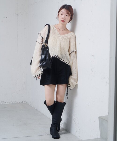 v領盲針編織冷衫